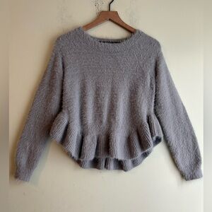 English Factory Fuzzy Eyelash Peplum Sweater